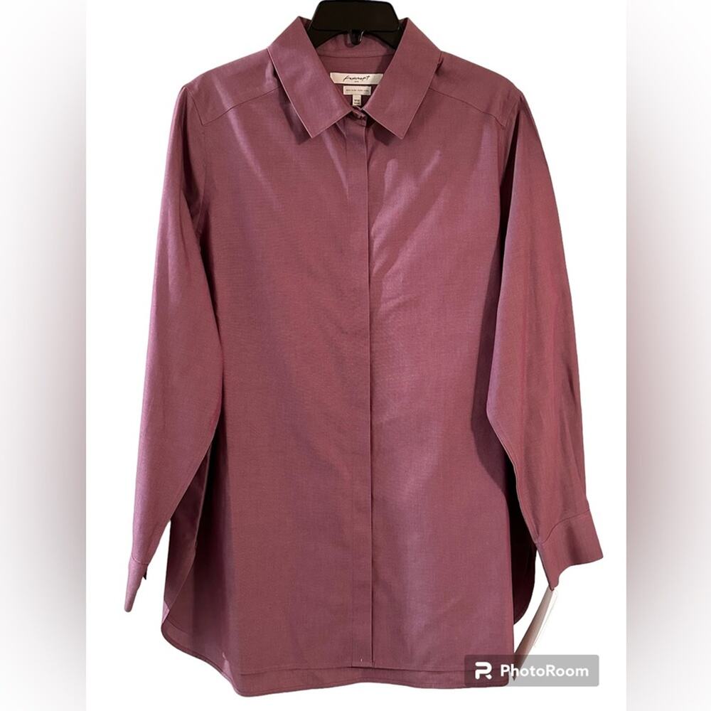 Foxcroft Blouse Button Up Women's Non Iron Purple Violet Long Sleeve Shirt NWT